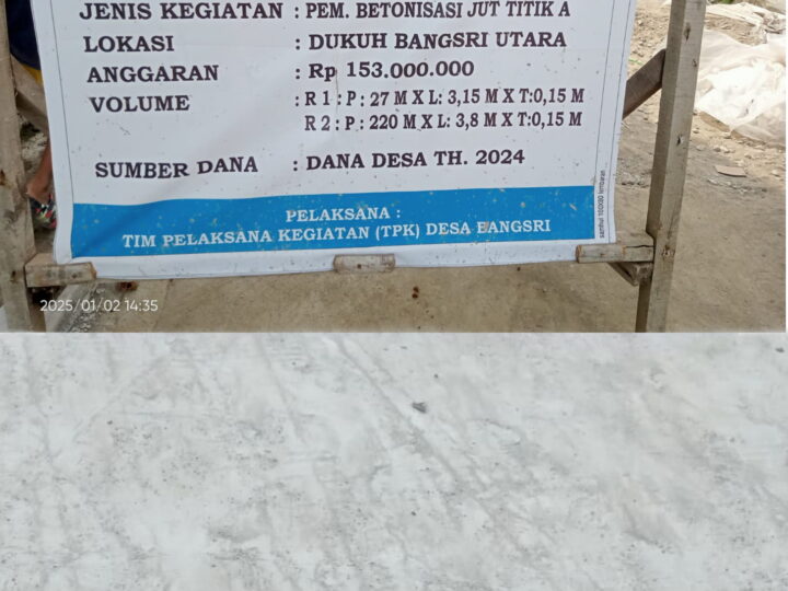 Baru Selesai 3 Hari Proyek Rabat Beton Desa Bangsri Brebes, Sudah Terlihat Retak