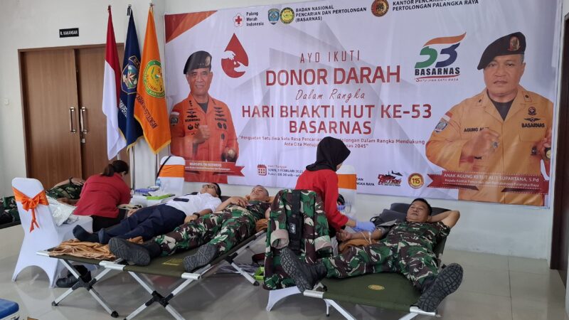 Hari Bhakti HUT ke-53 Basarnas, Kodim 1016/Plk Ikut Donor Darah