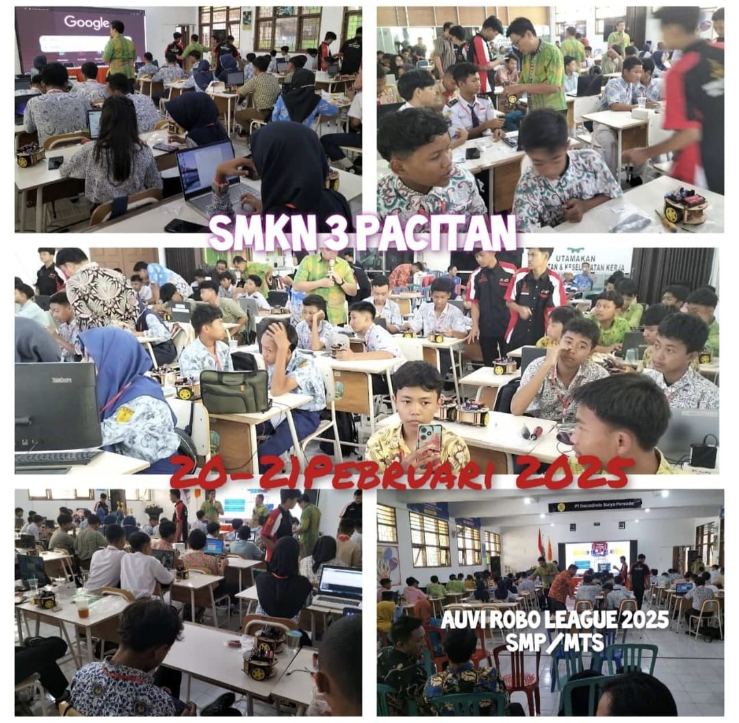 Auvi Robo League 2025 Diselenggarakan SMK Negeri 3 Pacitan Dibuka Oleh Kacab Dinas Pendidikan Provinsi Jatim Wilayah Pacitan.