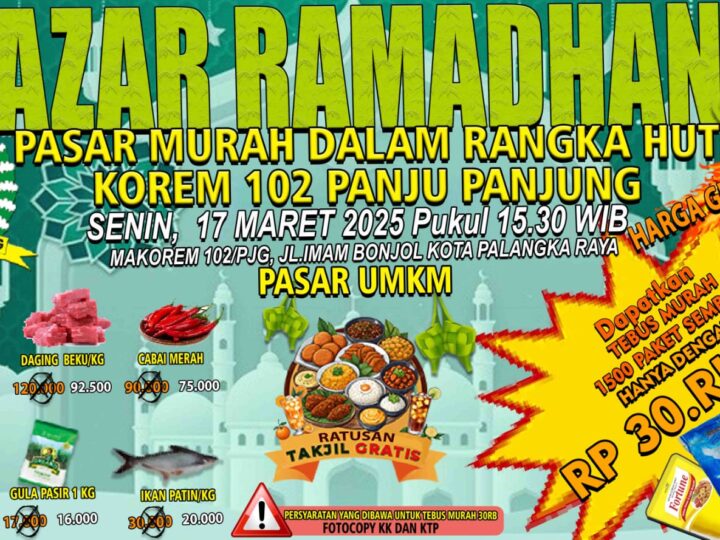 Peringati HUT Ke-51, Korem 102/Pjg Gelar Bazar Ramadhan dan Pasar Murah, 2 Ribu Paket Sembako