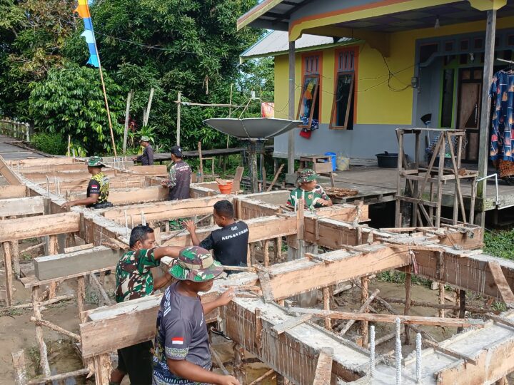 Satgas TMMD Kodim 1015/Sampit Genjot Pembangunan Jalan Gantung Semenisasi