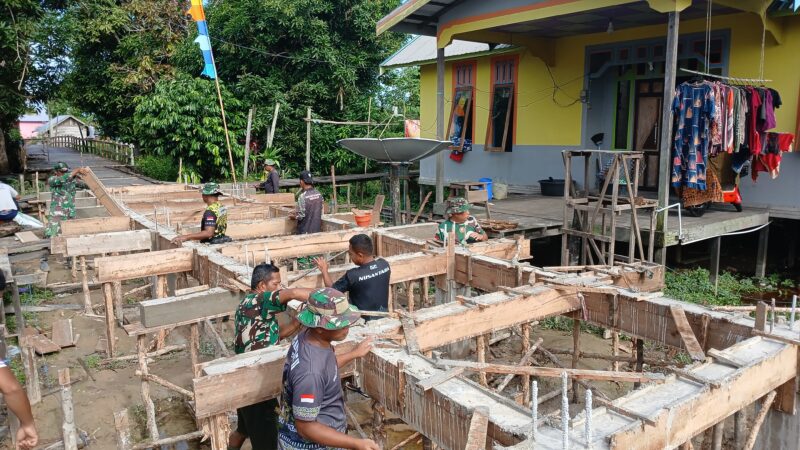 Satgas TMMD Kodim 1015/Sampit Genjot Pembangunan Jalan Gantung Semenisasi