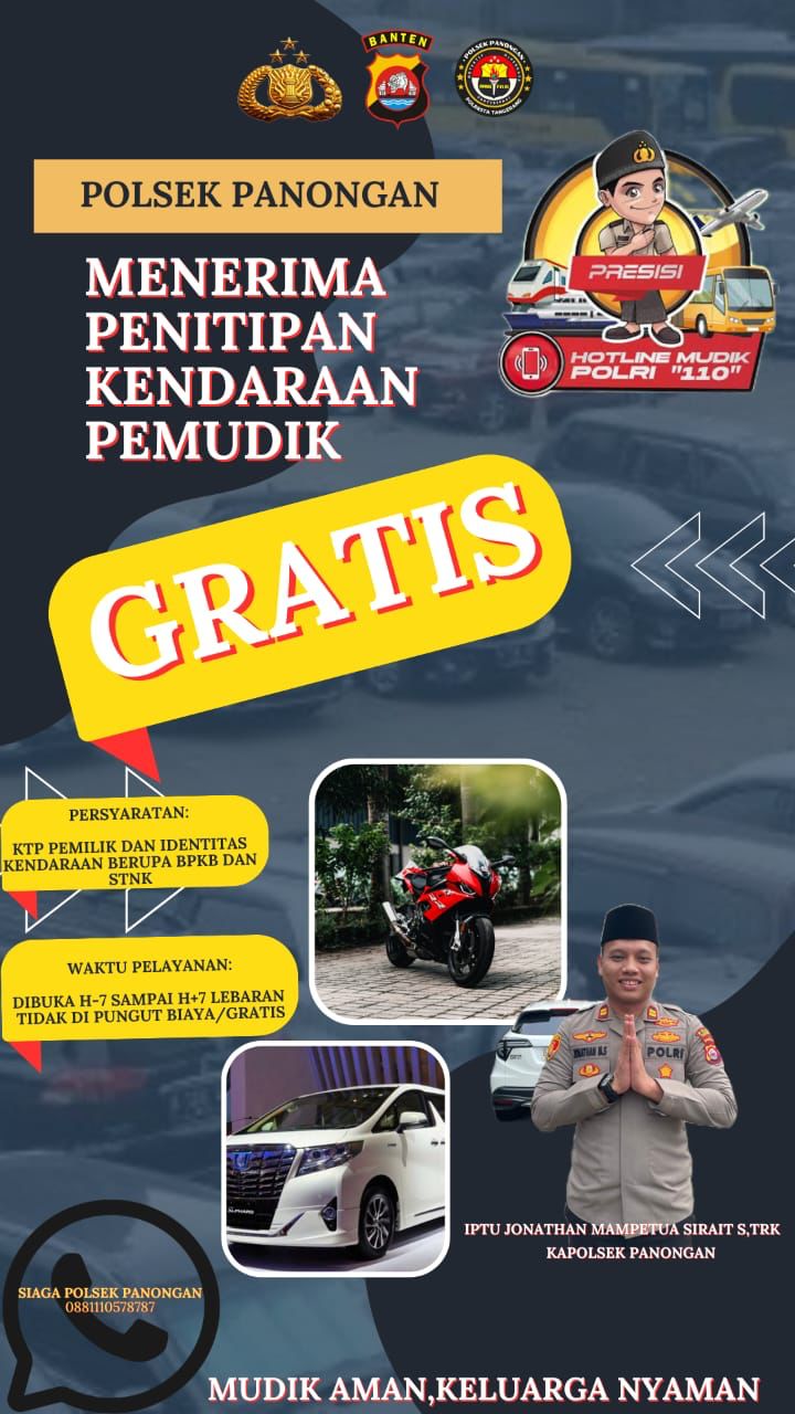 Polsek Panongan Buka Layanan Penitipan kendaraan, Kapolsek: Gratis…!!
