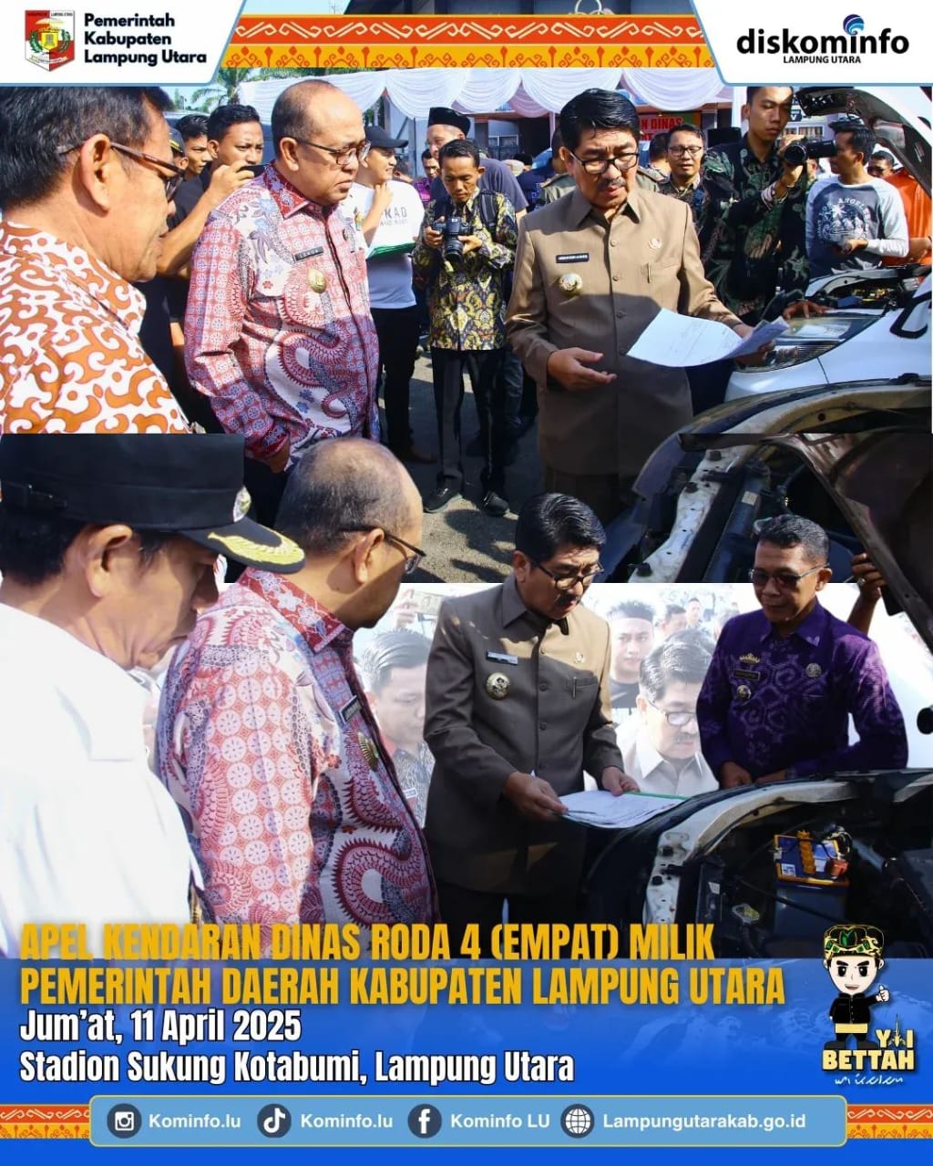 Bupati Lampung Utara Pimpin Apel Kendaraan Dinas, Tegaskan Komitmen Penertiban Aset Daerah