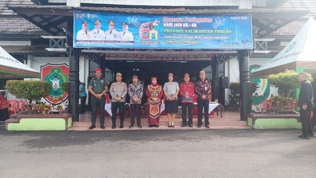 Dandim 1015/Sampit Hadiri Upacara Peringatan Hari Jadi Provinsi Kalteng Ke 68