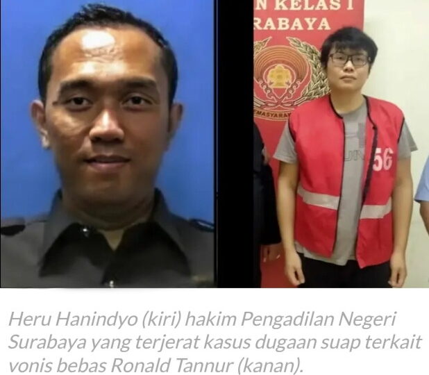Majelis Hakim Pengadilan Tipikor Jakarta Memvonis Heru Hanindyo Satu dari Tiga Hakim Pembebas Ronald Tannur, 10 Tahun Penjara.