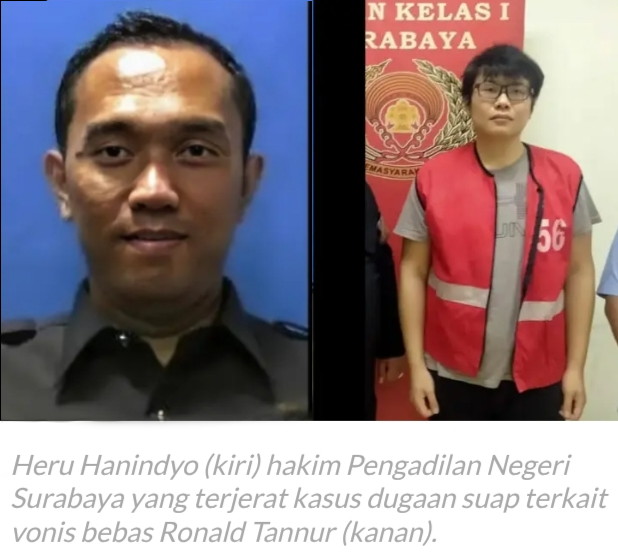 Majelis Hakim Pengadilan Tipikor Jakarta Memvonis Heru Hanindyo Satu dari Tiga Hakim Pembebas Ronald Tannur, 10 Tahun Penjara.