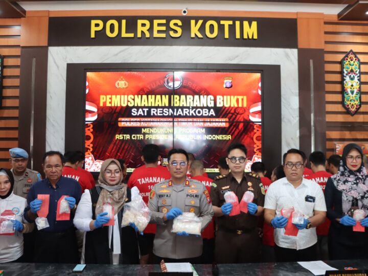 Pemusnahan 1,1 Kg Narkotika Jenis Sabu, Polres Kotim Komitmen berantas Narkoba.