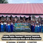 Satgas Pamtas Yonarmed 11 Kostrad Tanamkan Semangat Kebangsaan Anak-Anak di Perbatasan