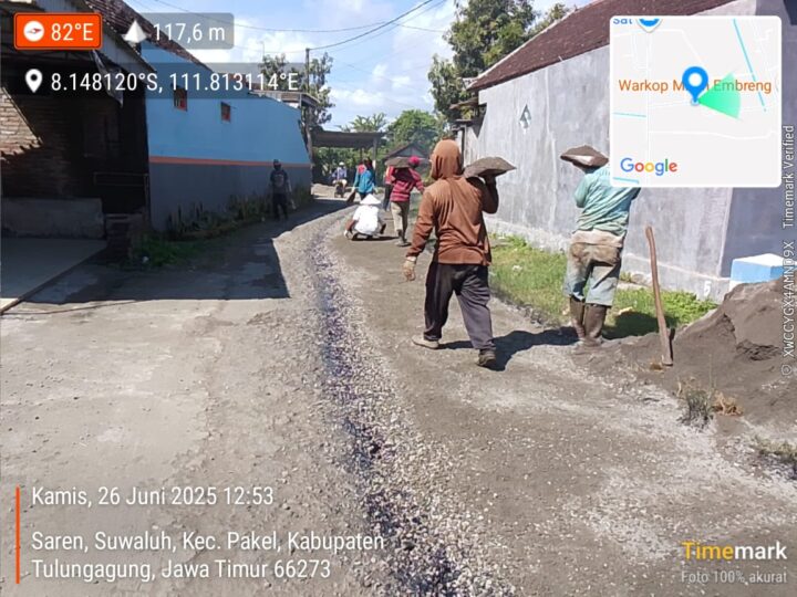 Pemeliharaan Rutin Ruas Jalan Suwaluh- Pakel Sepanjang 800 Meter, Rampung Dikerjakan PUPR Tulungagung