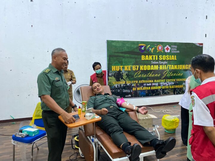 Wujud Kepedulian Sambut HUT Kodam XII/TPR ke 6, Kodim 1019/Katingan Gelar Bakti Sosial Donor Darah
