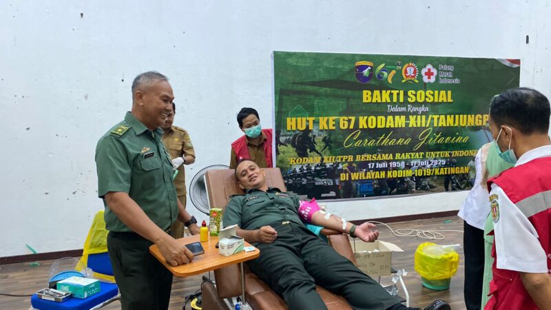Wujud Kepedulian Sambut HUT Kodam XII/TPR ke 6, Kodim 1019/Katingan Gelar Bakti Sosial Donor Darah