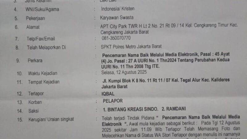 Puguh Kribo Gitaris Rekor Muri Melapor ke Polres Jakarta Barat Terkait ITE Karena Telah Dicemarkan Namanya oleh Seorang Yang Mengaku Gus