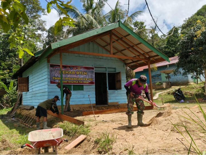 Satgas TMMD Kodim 1016/Plk Selesaikan RTLH di Desa Karya Bakti