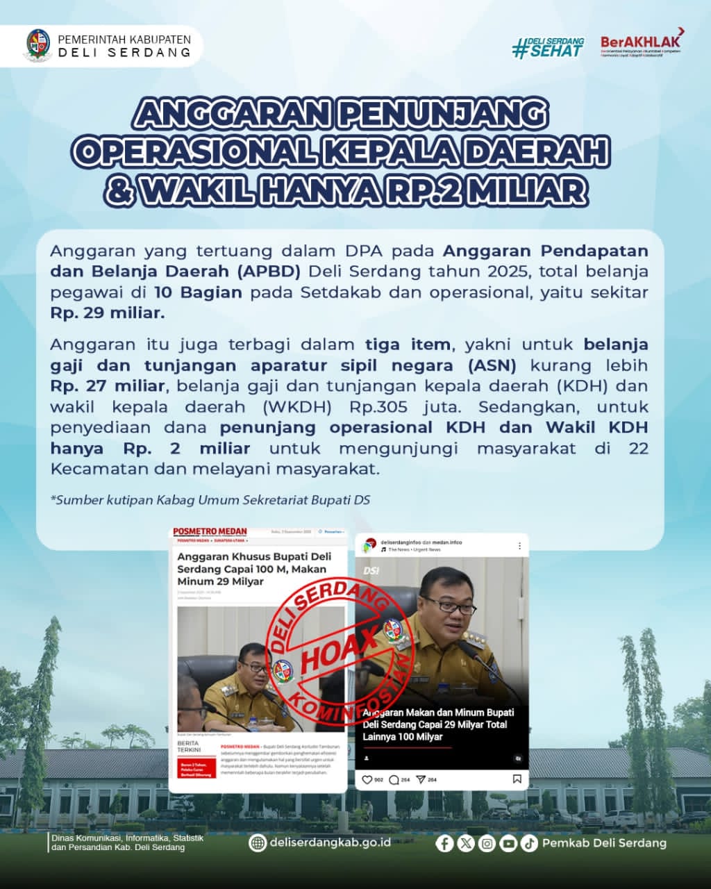 Pemkab Deli Serdang Akan Somasi Media Penyebar Berita Fitnah Terkait Isu Anggaran Khusus Bupati Rp 100 Miliar Dan Makan Minumnya Rp 29 Milliar