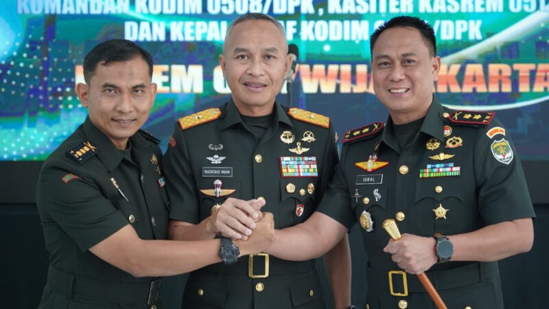 Brigjen TNI Nugroho Imam Santoso Pimpin Sertijab Dandim 0508/Depok dan Kasiter Korem 051/WKT