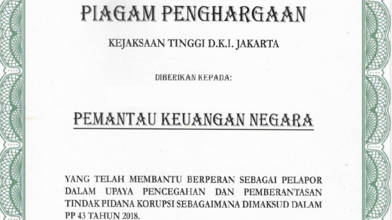 PKN Mendapat Penghargaan Dari Negara, Melalui Kejaksaan Agung CQ Kajati DKI Jakarta