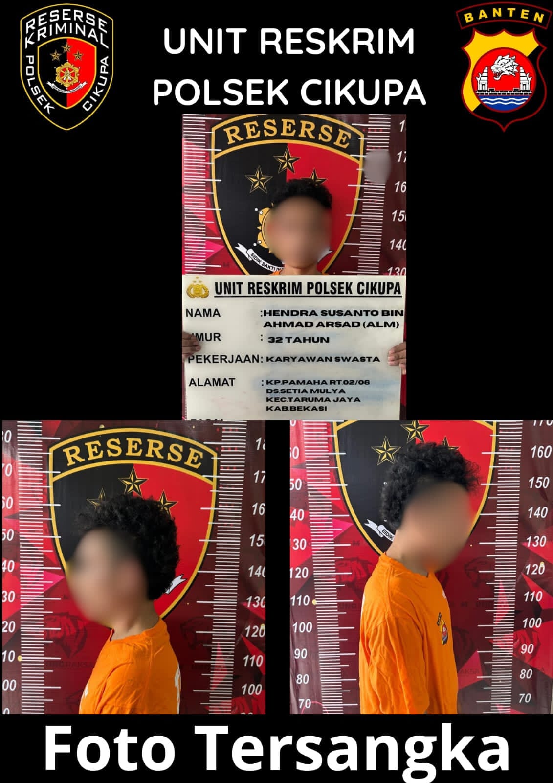 Polsek Cikupa Ungkap Kasus Pencurian dengan Pemberatan di Cikupa