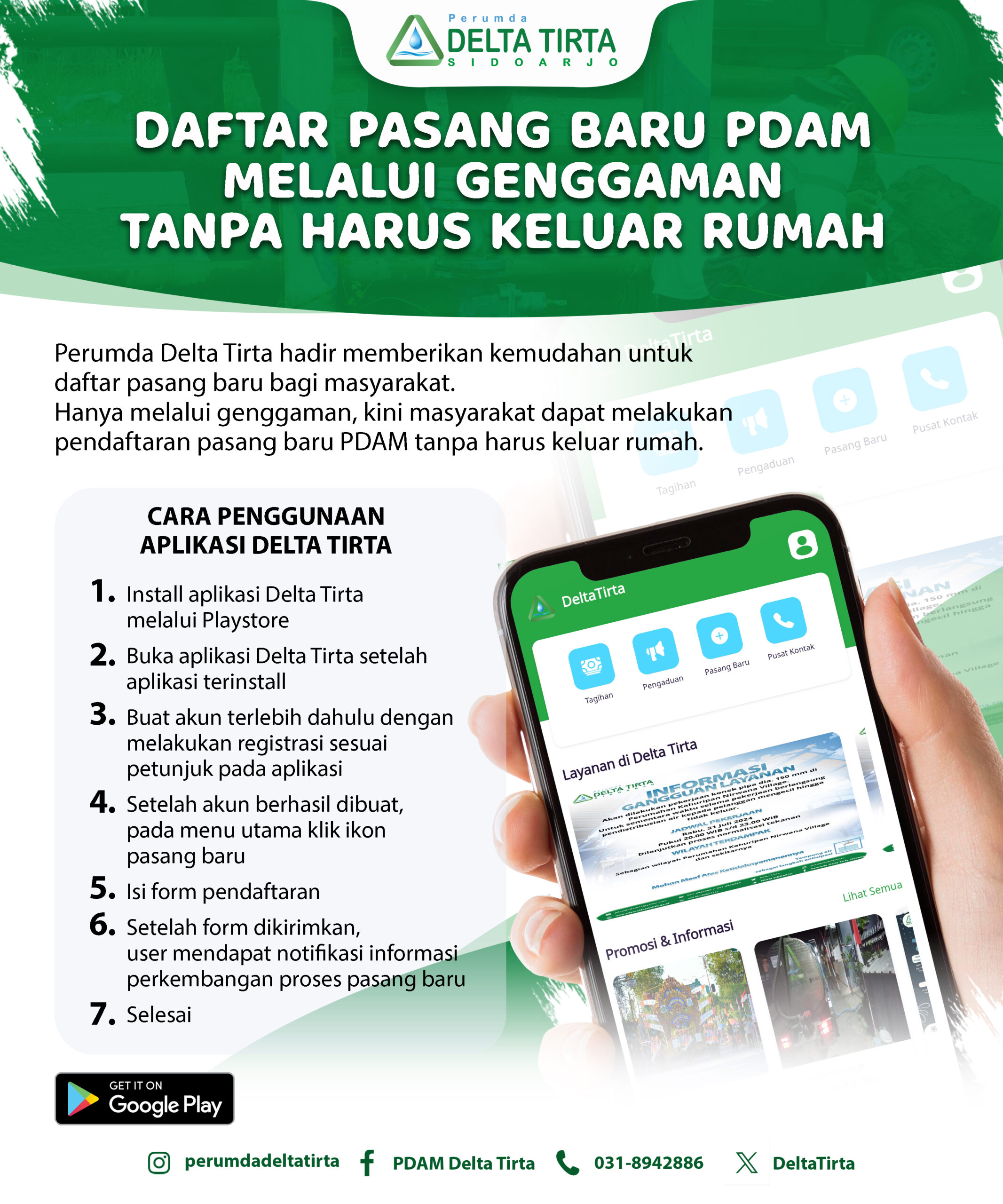 Mudah dan Murah, Pasang Baru PDAM Sidoarjo Kini Tinggal Klik Lewat HP