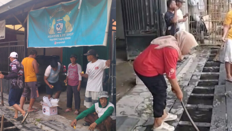 Warga Cristopel Mihing Baamang Kabupaten Kotawaringin Timur Bergotong Royong Membersihkan Saluran Air