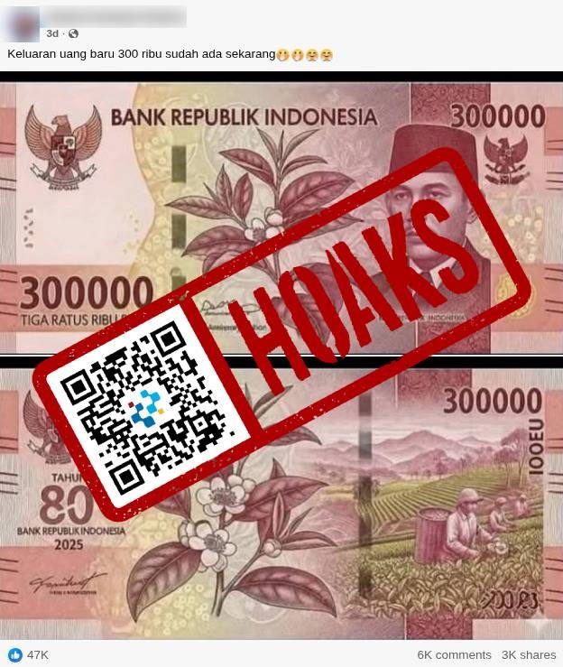 [HOAKS..!!] Pemerintah Keluarkan Uang Kertas Pecahan Rp300.000