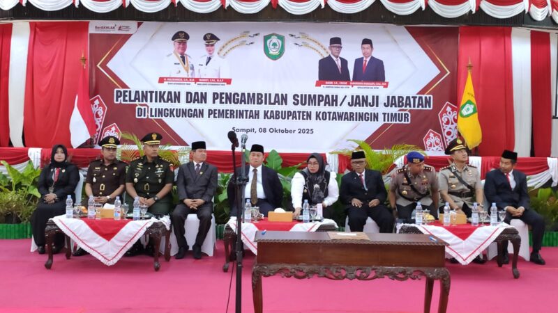 Komandan Kodim 1015/Sampit Hadiri Pelantikan Dan Pengambilan Sumpah Jabatan di Lingkungan Pemerintah Kabupaten Kotim.