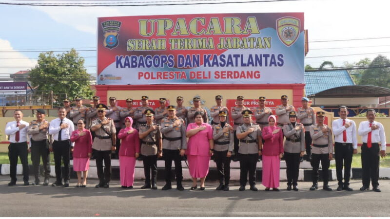 Kapolresta Deli Serdang Pimpin Sertijab Kabag Ops dan Kasat Lantas
