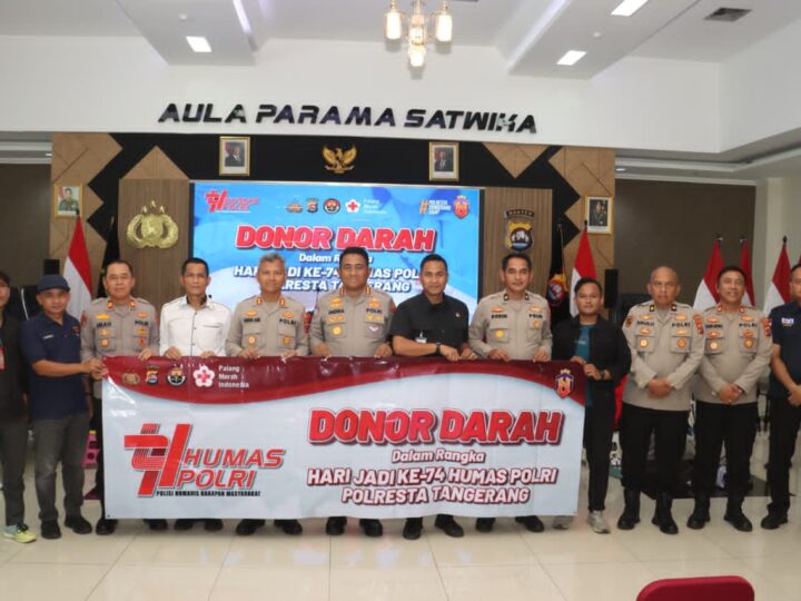 Rangkaian Hari Jadi ke-74 Humas Polri, Polresta Tangerang Gelar Donor Darah Bareng Wartawan