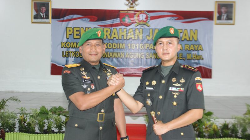 Danrem 102 Panju Panjung Serah Terimakan Jabatan Dandim Palangka Raya
