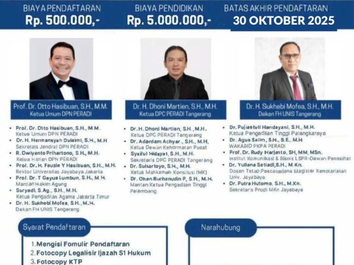 PERADI Tangerang dan Dragon Law Firm Gelar Pendidikan Khusus Profesi Advokat, Gandeng FH UNIS Tangerang