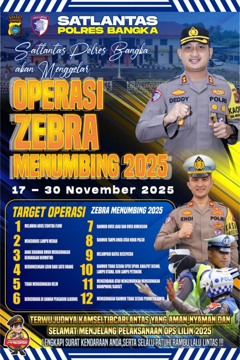 Tingkatkan Keselamatan di Jalan Raya, Polres Bangka Gelar Operasi Zebra Menumbing 2025