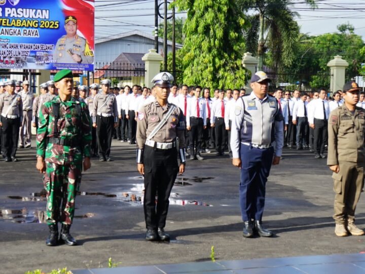 Perkuat Sinergitas, Anggota Kodim 1016/Palangka Raya Ikuti Apel Gelar Pasukan Operasi Zebra Telabang 2025
