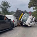 Truk Terguling Timpa Mobil di Parungpanjang, Sopir Sempat Lompat dari Kemudi