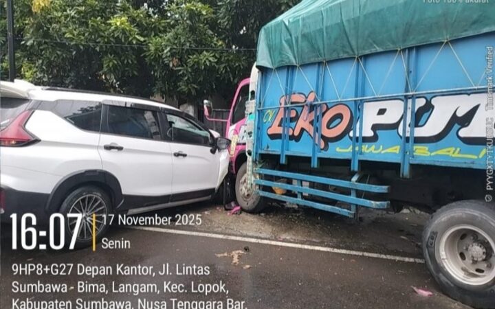Mobil Expander Diseruduk Truck di Jalur Sumbawa – Bima Menewaskan Satu Orang Korban dan Enam Luka-Luka.