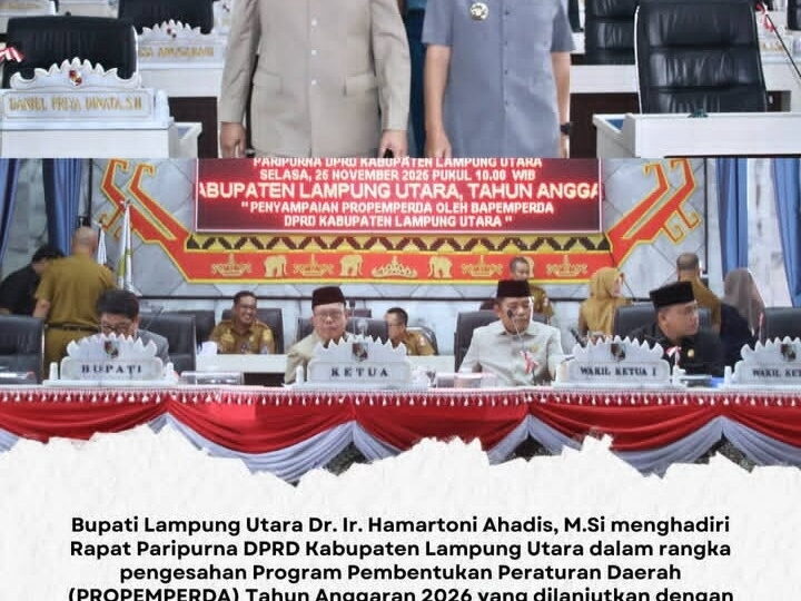 Paripurna DPRD Lampung Utara Tetapkan PROPEMPERDA Dan APBD 2026