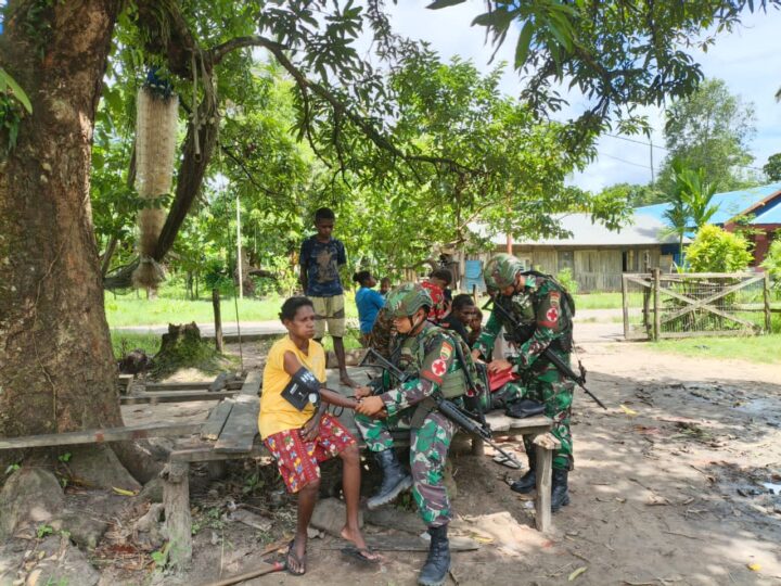 Satgas Yonif 123/Rajawali Gelar Layanan Kesehatan (Yankes) di Beberapa Pos di Wilayah Papua