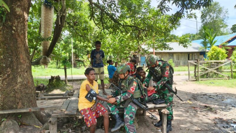 Satgas Yonif 123/Rajawali Gelar Layanan Kesehatan (Yankes) di Beberapa Pos di Wilayah Papua
