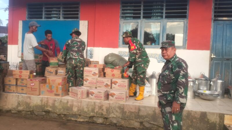 Satgas Gulbencal Kodam I/BB Salurkan Bantuan Sembako kepada Pengungsi Kelurahan Sipange