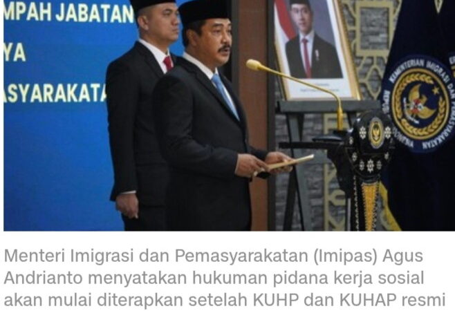 Mulai Berlaku Januari 2026 Hukuman Pidana Kerja Sosial