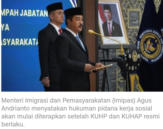 Mulai Berlaku Januari 2026 Hukuman Pidana Kerja Sosial