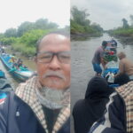 Alur Sungai Kerukan Desa Hantipan Menuju Desa Kampung Melayu Kotawaringin Timur Dangkal, Penumpang Terpaksa Bantu Dorong Perahu