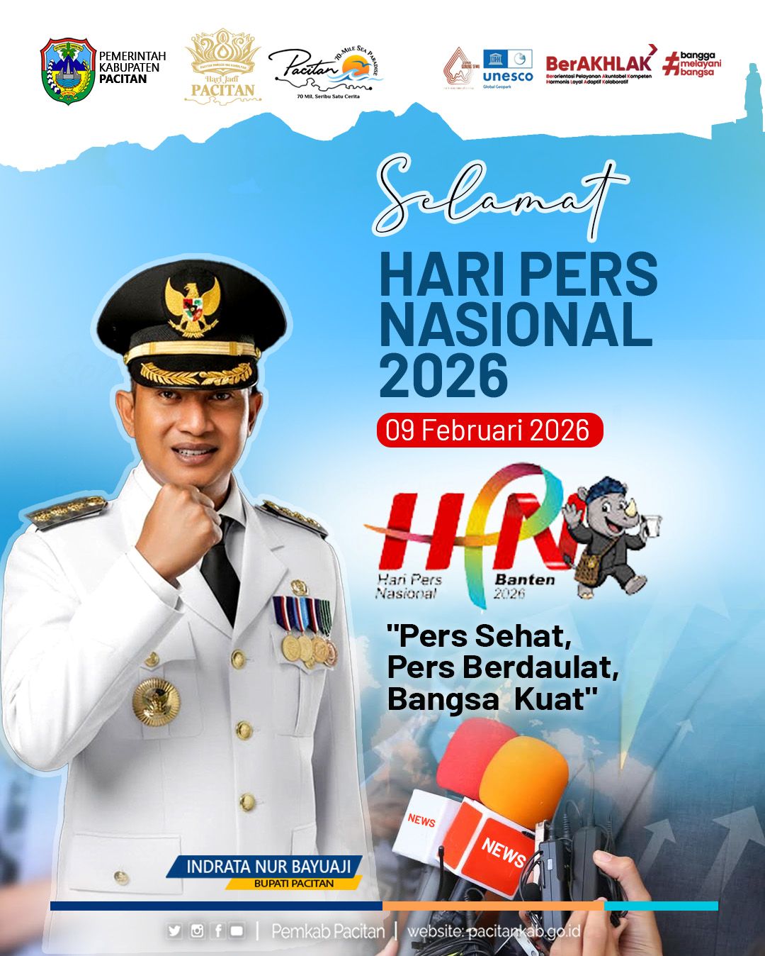 Bupati Pacitan Indrata Nur Bayuaji Ucapkan Selamat Hari Pers Nasional 2026