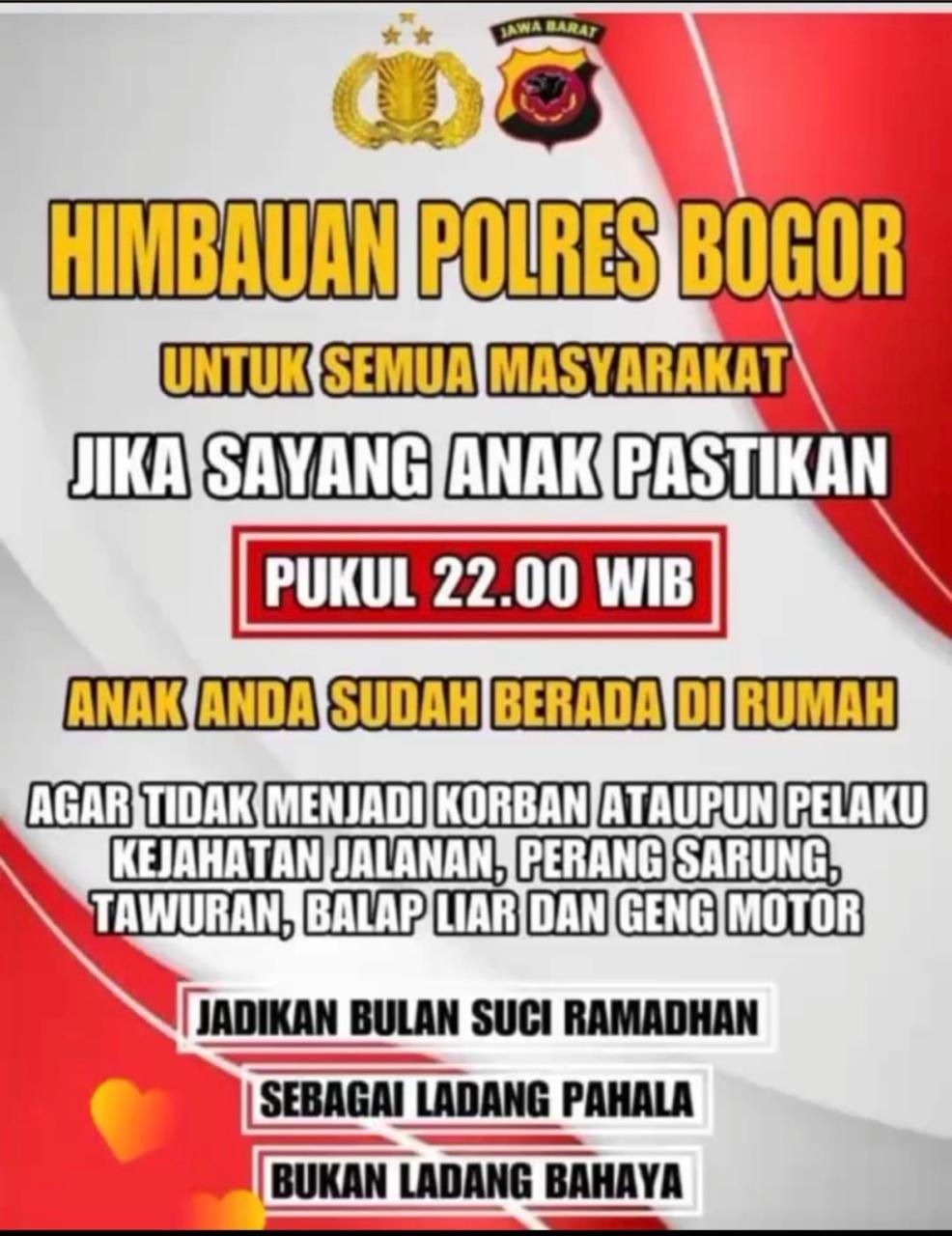 Kapolsek Parung Panjang Lanjutkan Himbauan Polres Bogor, Orang Tua Diminta Pastikan Anak di Rumah Pukul 22.00 WIB