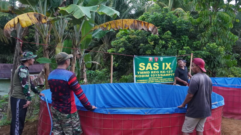 Dukung Program Ketahanan Pangan, Satgas TMMD Reguler ke-127 Buat Kolam Ikan