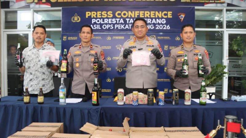 Polresta Tangerang Amankan 2.268 Botol Miras dan 10.779 Butir Obat Keras dalam Operasi Pekat Maung 2026