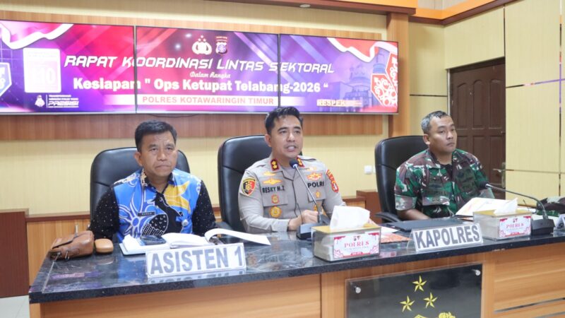 Rakor Linsek Bidang Operasional Ops Ketupat Telabang, Kesiapan Hari Raya Idul Fitri 1447H/2026M di Wilkum Polres Kotim.