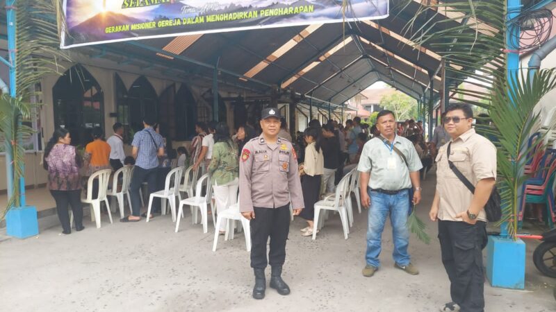 Polres Kotim Amankan Rangkaian Kegiatan Pekan Suci Ibadah Minggu Palma di Gereja Katholik.