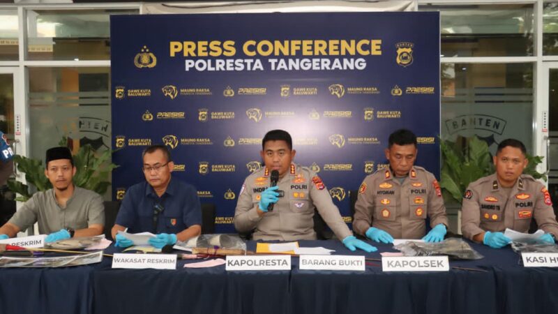 POLRESTA TANGERANG GELAR KONFERENSI PERS UNGKAP KASUS TAWURAN PELAJAR BERUJUNG MAUT DI SUKADIRI