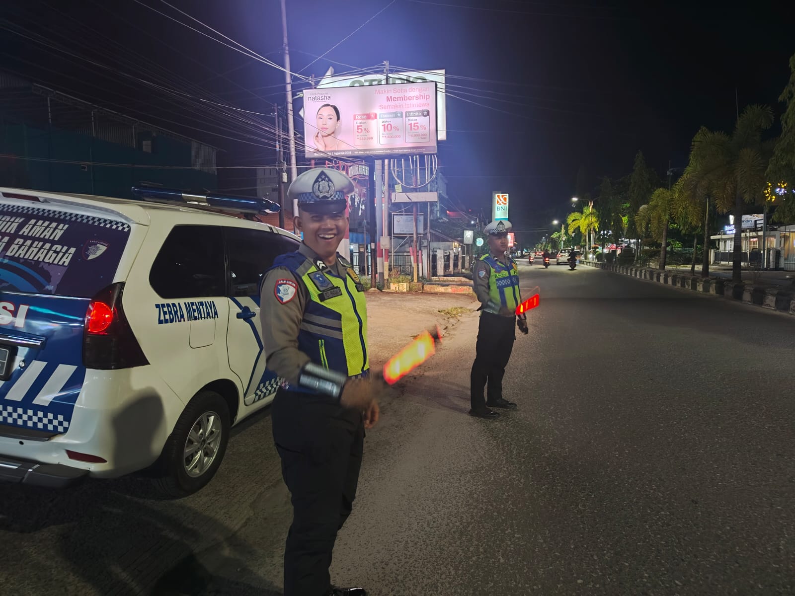 Saat Rotator Menyala, Sampit Terjaga Satlantas Polres Kotim Rutin Patroli Malam Anti Gangguan