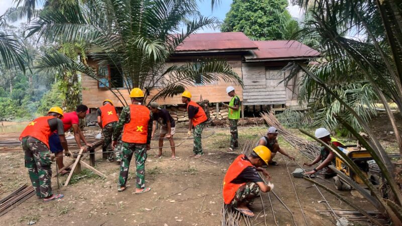 Semangat 55 Selalu Ditunjukkan Personel Gabungan dalam Pembangunan Jembatan Garuda